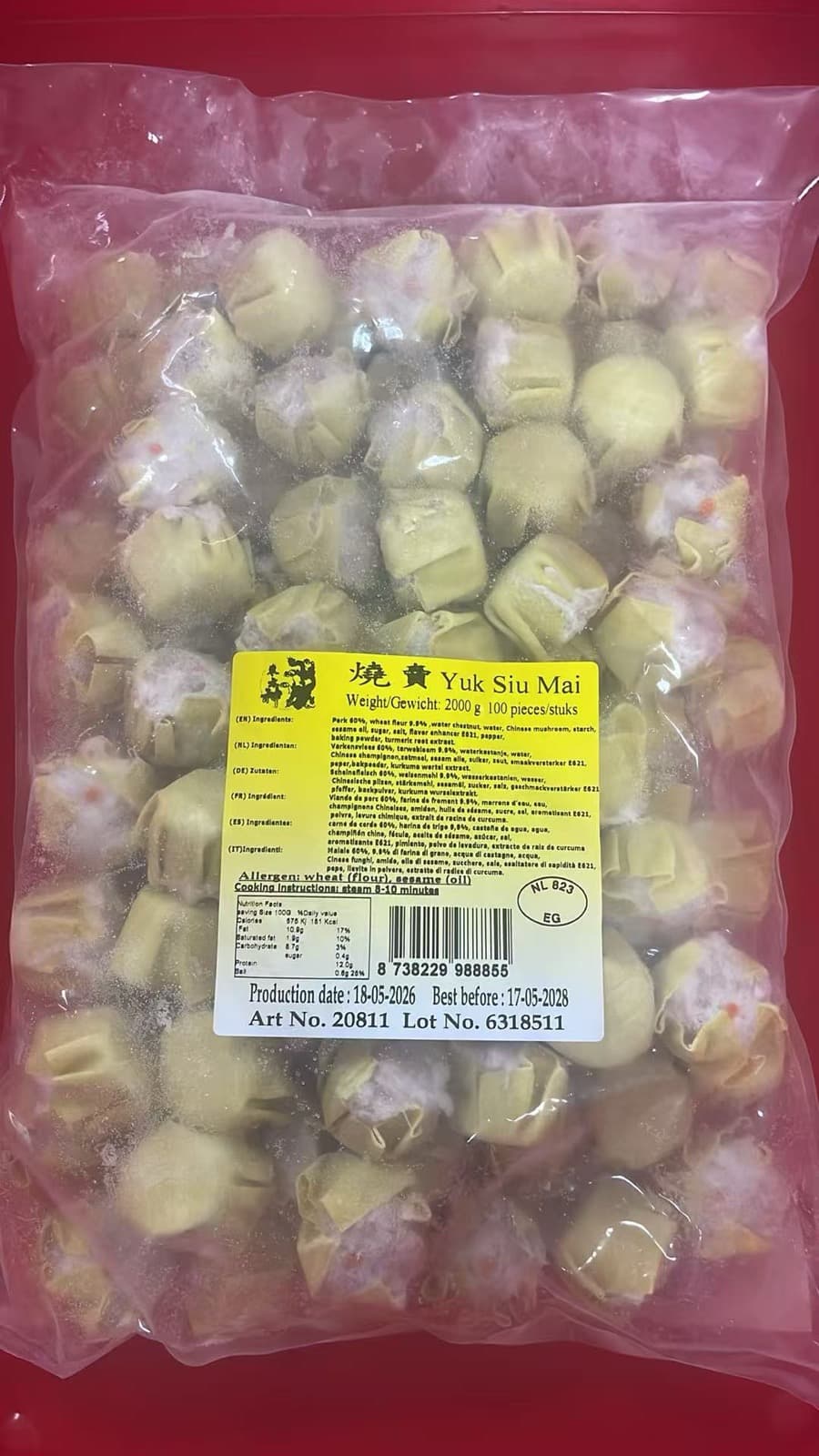 Varkensvlees Siu Mai (猪肉燒賣) 100 stuks 2kg